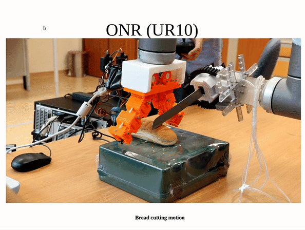 Robot performing bread cutting task